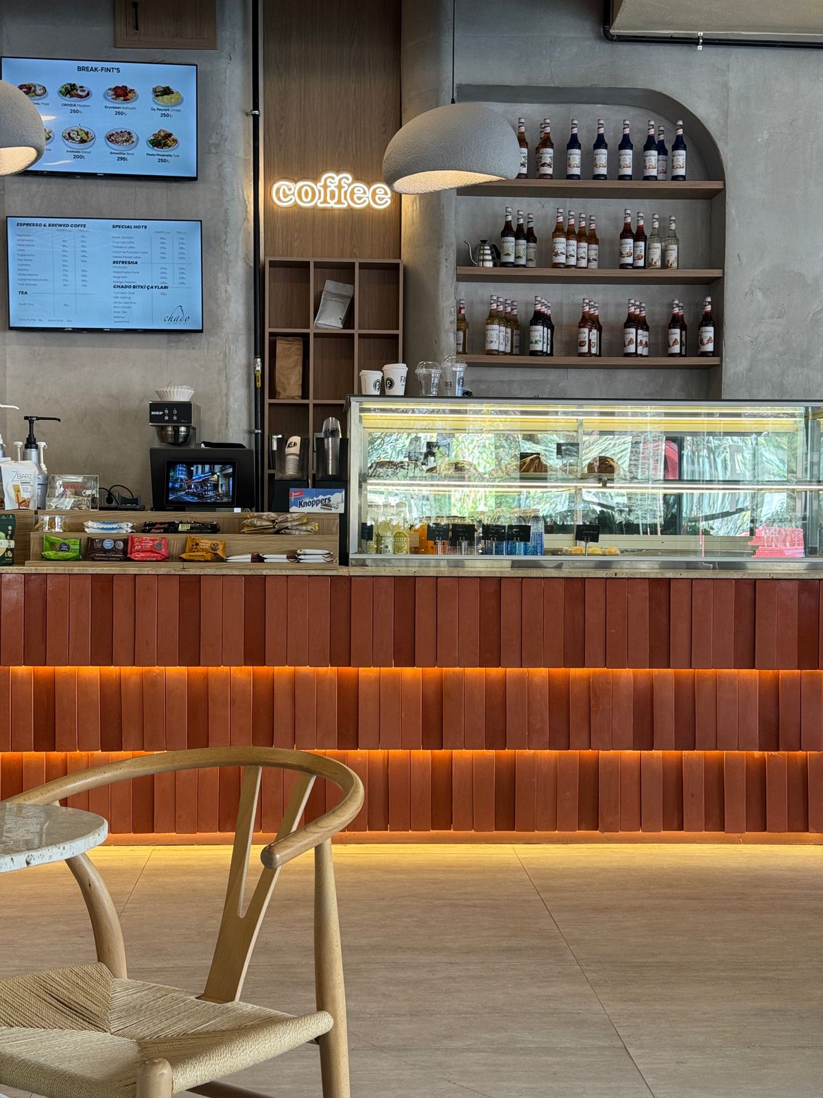 Cozy interior of the Daily Grind coffee shop
